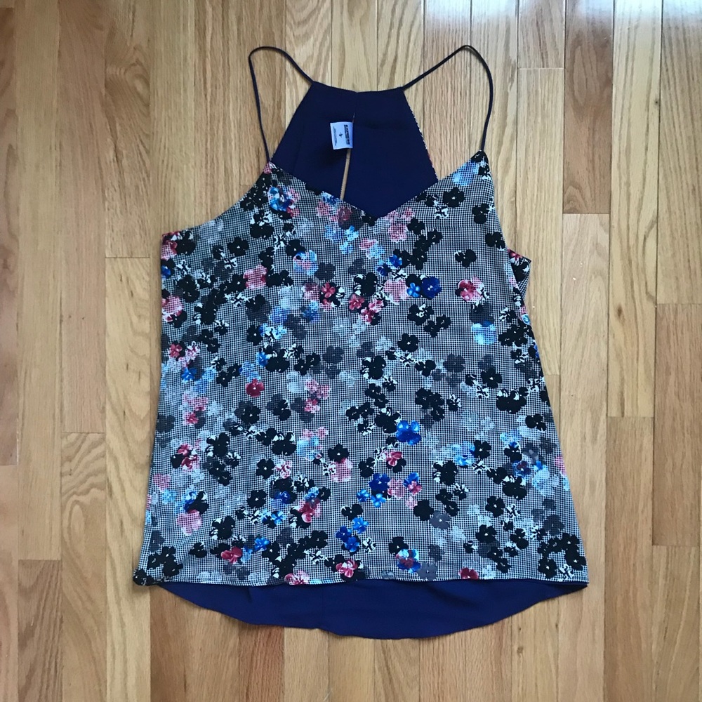 Express Reversible Floral & Navy Tank Top Blouse